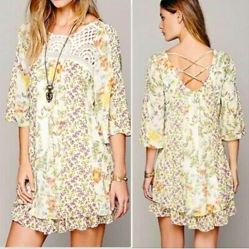 🌼NEW* Free People Magic Garden Wildflower Dress Boho Mini Lace Small *NWT
